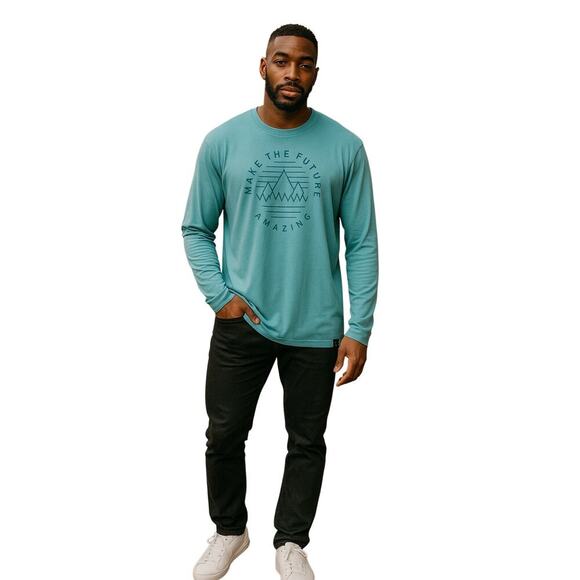 Men’s Marine Layer Teal Graphic Long Sleeve T-Shirt size Large - Picture 1 of 5